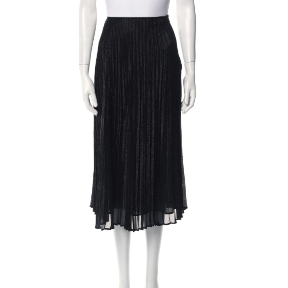 Jil Sander Black Silk Midi Length Skirt Size XS